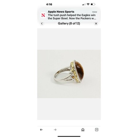 Sterling Silver Oval Faceted Tigers Eye Ring Size 7. - Picture 9 of 12